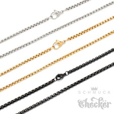 Edelstahl Halskette Herren Damen Ankerkette feine Erbsenkette silber gold schwar