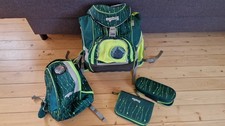 Ergobag Pack Schulrucksack Set, inklusive 2 Mäppchen , grün-schwarz