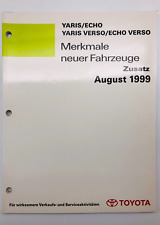 Toyota Yaris Echo Verso Merkmale 1999 SCP NCP Werkstatt Reparatur Buch Anleitung