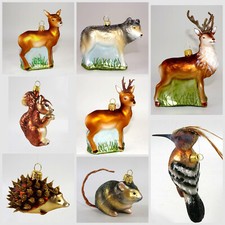 Anhänger Weihnachten Wald Tiere Hirsch Reh Igel Kugel Christbaum Schmuck Glas