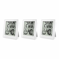 3x Digital Mini Hygrometer Thermometer mit Smiley-Komfortanzeige weiß