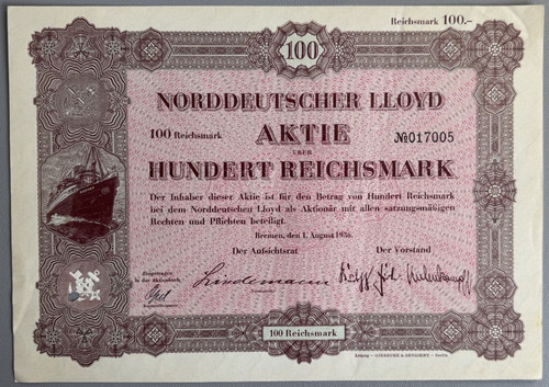 Aktie norddeutscher lloyd - /,