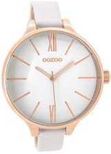 SALE Oozoo Design Damenuhr Lederarmband rose/weiß Ø45mm C8789 TOPPREIS