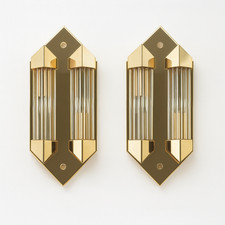 Wandlampe Art Deco Stil Glasstab Gold Chrom Honsel 70er