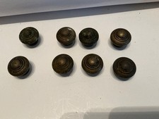 8 Antike alte Metall Möbelgriffe KNAUF TÜR KNOPF RUND ANTIK & ALT
