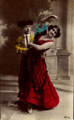 Tanzpaar spanische tracht - ak,