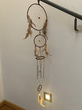 Traumfänger Groß Klang Windspiel Feder Perlen Indianisch Ethno Impressionen Deko