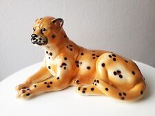 70er Italien Figur Keramik BODENFIGUR, Leopard, Handbemalt 80er