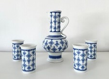 DDR Vintage Wallendorf 1764 Krug + 4 Trinkbecher Echt Kobalt