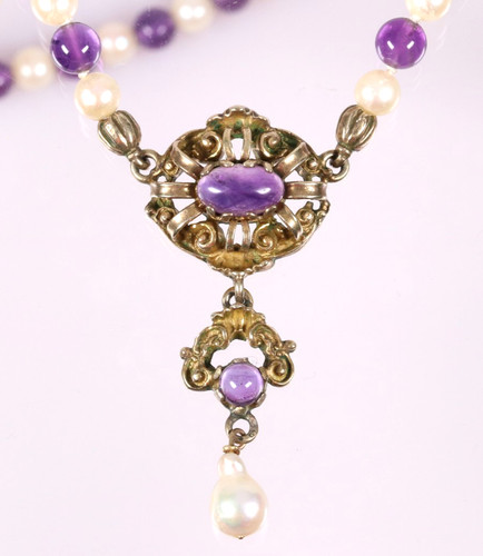 Amethyst perlen collier - amethyst,