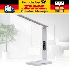 LED Dimmbar Schreibtischlampe Tischlampe Nachttischlampe Wecker Thermometer