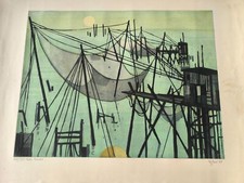 OTTO EGLAU - Farbradierung - Netze in Macao - Handsigniert