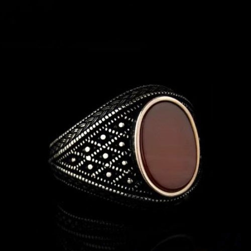 Herren onyx edelsteinring 925 - herren,