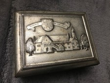 alte Blechdose Heimbs Kaffee - silberfarbig - mit Klappdeckel