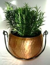 Henkel Blumen topf Übertopf Kupfer Messing Hammerschlag Landhaus Kunst Vuntage