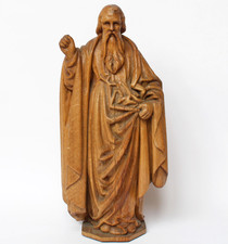 Antike Holz Figur Skulptur Eiche handgeschnitzt Gottvater 19. Jh. Unikat H. 37cm