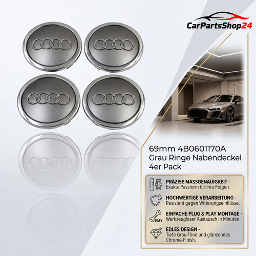 Audi nabendeckel 69mm grau - 4x,