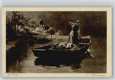 12008784 - Fischerin - Im Wellenspiegel von Karl Raupp - 1916 AK Angeln