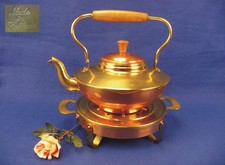 Alte seltene Messing / Kupfer Teekanne mit Stövchen 50er Jahre - Made in Holland