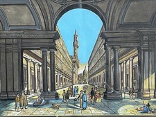 Antikes Gouache Gemälde