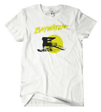 Baywatch Logo T-Shirt Weiß Film Serie Kult Hasselhoff Rock Strand Lifeguard Fun