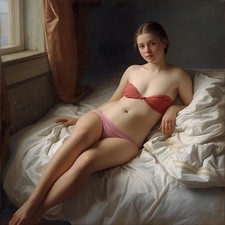 Akt Schlafzimmer weiblich Malerei Gemälde Öl Bild Zeichnung Dame Frau Kunstdruck