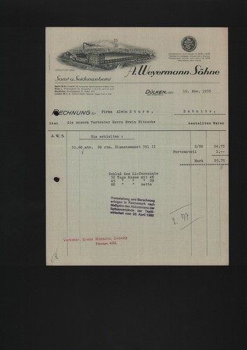 Dülken rechnung 1935 samt - dÜlken,, 1935,