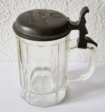 Toller alter 0,4 Liter Glasbierkrug "Pschorr-Bräu München" mit Zinndeckel - 1900