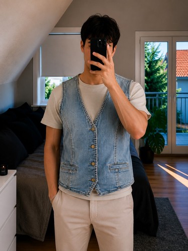 788 herren denim weste blau - herren,