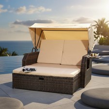 Liegebett Polyrattan Braun