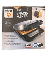 3in1 Snackmaker Sandwich Waffel Grill | 700-800W | Silber Schwarz | Alugussplatt