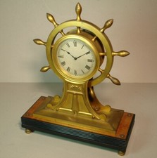 Atemberaubende antike Messing Schiffsrad Uhr von Bryson Edinburgh auf Holzsockel