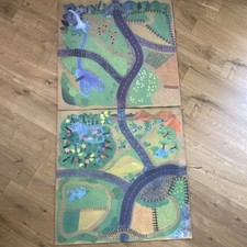 2x Spielmatte Spielteppich Krabbelmatte rutschfest Wiese Bauernhof Pferd Straße 