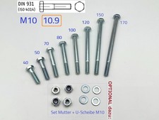 1 St. M10x45 DIN 931 10.9 Sechskantschrauben mit Schaft verzinkt ISO 4014