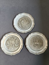 Zinn Wandteller mit verschiedenen Jagd-Motiven (3 Stück)