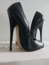 Used Selten Sammler Fuss High Heels extreme Pumps Leder Lack schwarz 39