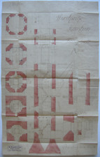 Pfarrkirche St. Anton Hausham Miesbach Turmschnitt Lichtpause Aquarell 1908