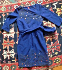 Skunkfunk blau orange langarmig Kurzkleid M neu