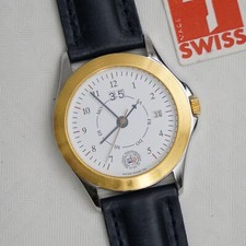 FEBA 5 Jewels Quartz Datum + KW Münchener Hypothekenbank eG Werbeuhr Swiss Made