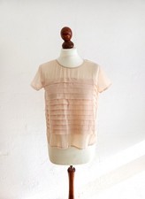 MONKI * Bluse * T-Shirt * Chiffon * Pleat Plissee * Puder Nude Apricot * XS 34