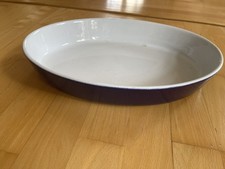 Form Porzellan Hitze beständig Emile Henry France Auflaufform weiß blau 36,5x26