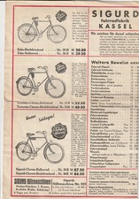 Fahrrad Prospekt Sigurd Fahrradfabrik Kassel mit Karte der Umgebung von Leipzig