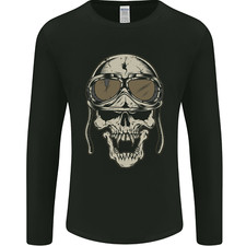 Biker Totenkopf Motorrad Totenköpfe Motorrad Herren Langarm T-Shirt