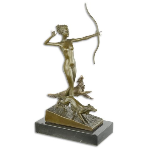 Bronzefigur frau mit bogen - mit, und