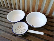 Emaille Konvolut, weiß 3 tlg