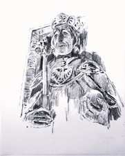 Karl GRAF: RUDOLF I von Habsburg römisch-deutscher König Original-ZEICHNUNG sig,