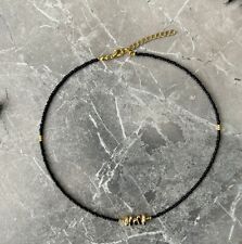 Perlenkette Schwarz mit Gold