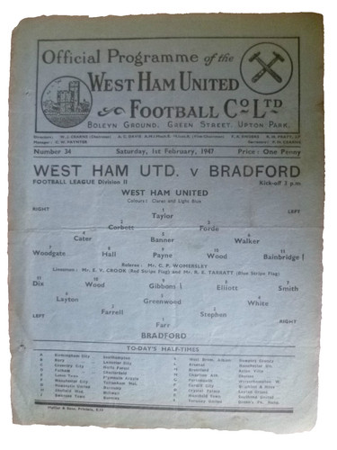 1947 west ham united - west, v