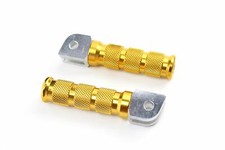 2 Styling ALU Sozius Fußrasten Gold eloxiert für Motorrad Roller Moped 