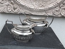 Kanne Schale England antik Silberauflage Sheffield Jugendstil Queen Anne Milch Z